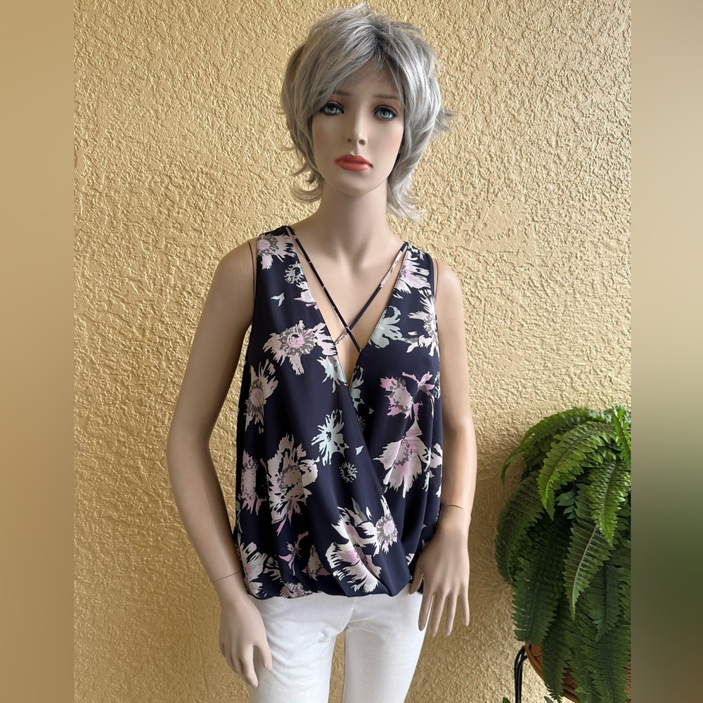LUSH blue floral hi/lo top